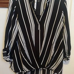 Ny collection stripped black and white blouse